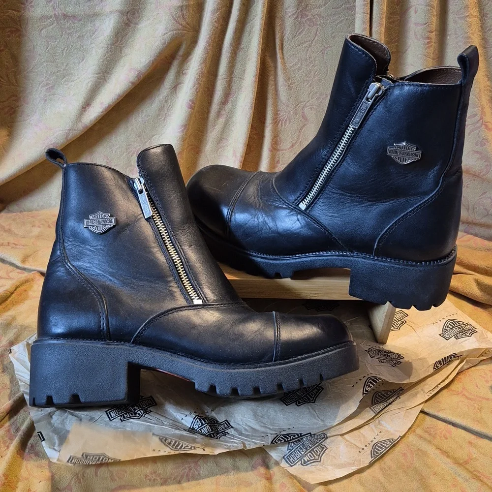 Harley Davidson Women's Amherst Moto Boots▪︎ Sz 9 - Picture 4 of 10